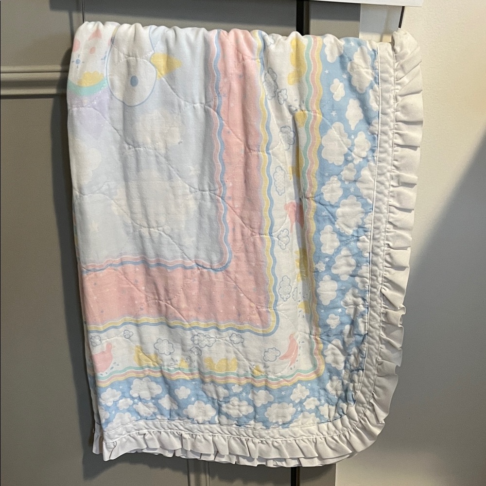 Vintage Pastel Quilt with Ruffled Edge